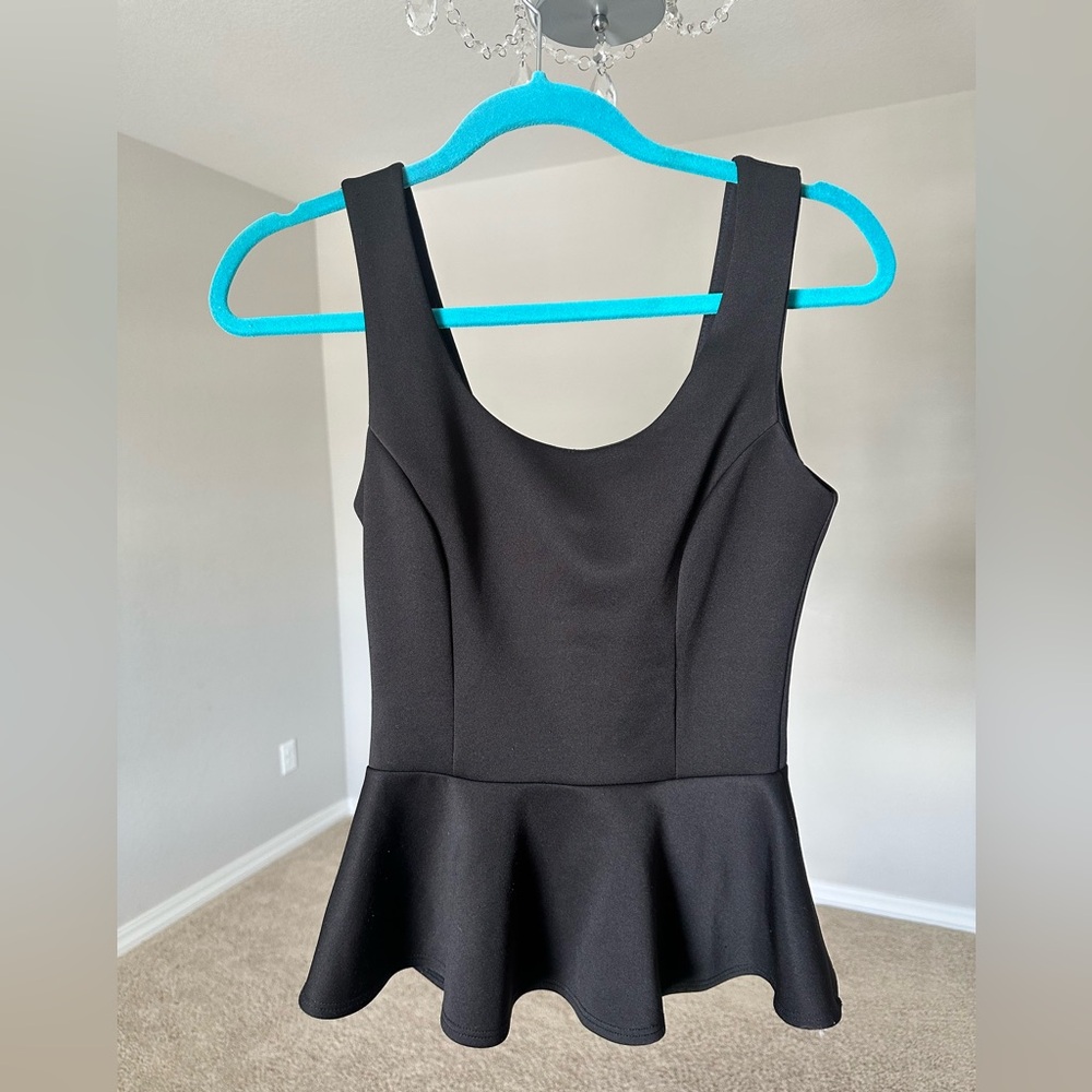 Black Peplum Scuba Top